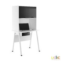 Uclic Aspire Desk with Upper Storage and Drawer 800mm Reflections Black