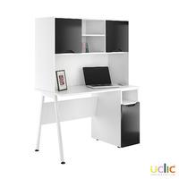 Uclic Aspire Desk with CPU Cupboard and Upper Storage Reflections Black
