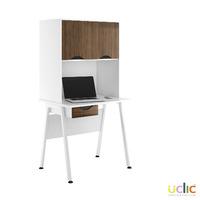 Uclic Aspire Desk with Upper Storage and Drawer 800mm Reflections Dark Olive