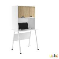 Uclic Aspire Desk with Upper Storage 800mm Reflections Light Olive