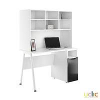 Uclic Aspire Desk with CPU Cupboard and Overshelving Reflections Black