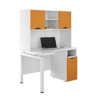 Uclic Engage Corner Desk with CPU Cupboard and Upper Storage Kaleidoscope Orange