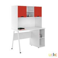 uclic aspire desk with cpu holder and upper storage kaleidoscope red