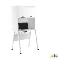 Uclic Aspire Desk with Upper Storage and Drawer 800mm Reflections White