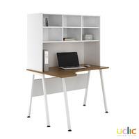 Uclic Aspire Corner Desk with Overshelving Sylvan Walnut