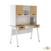 Uclic Aspire Desk with Upper Storage and 2 Drawers Sylvan Beech