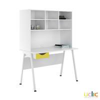 Uclic Aspire Desk with Overshelving and Drawer 1200mm Kaleidoscope Yellow