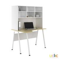 Uclic Aspire Corner Desk with Overshelving Sylvan Maple