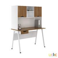 Uclic Aspire Desk with Upper Storage and Drawer 1200mm Sylvan Walnut