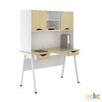 Uclic Aspire Desk with Upper Storage and 2 Drawers Sylvan Maple