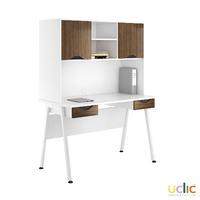 Uclic Aspire Desk with Upper Storage and 2 Drawers Reflections Dark Olive