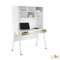 uclic aspire desk with overshelving and 2 drawers reflections light ol ...