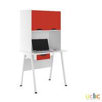 Uclic Aspire Desk with Upper Storage and Drawer 800mm Kaleidoscope Red