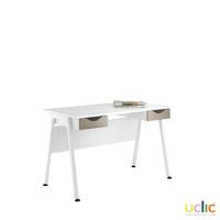 uclic aspire desk with 2 drawers reflections stone grey