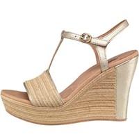 UGG Womens Fitchie Metallic Wedge Sandals Soft Gold