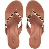 ugg womens natassia calf hair leopard wedge sandals chestnut leopard