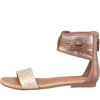 UGG Womens Savana Metallic Basket Sandals Soft Gold Leather