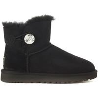 UGG Tronchetto Ugg Classic II Mini Bailey Button in suede nero women\'s High Boots in black