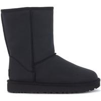 ugg ugg classic ii short black leather ankle boots womens mid boots in ...