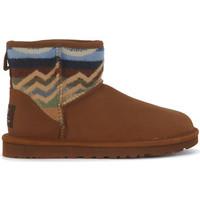 ugg ugg classic pendleton mini ankle boots in brown leather womens mid ...