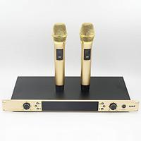 UHF Wireless Profissional Microfone Dual Handheld Sem Fio Design Metal mic Transmitter For KTV Microphone