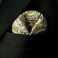 UH13 ShlaxWing Paisley Blue Yellow Pink Pocket Square Mens Hankies Hanky