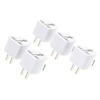 UK/EU/AU to US Power Plug Converter Adapter ABS (White, 5Pcs)