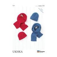 UKHKA Childrens Hats & Scarves Knitting Pattern No 141 Aran