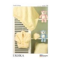 UKHKA Baby Jacket, Hat, Blanket, & Cushion Knitting Pattern No 88 DK