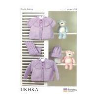 UKHKA Baby Cardigans, Hat & Scarf Set Knitting Pattern No 85 DK