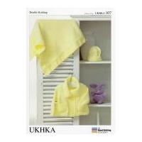 UKHKA Baby Jacket, Blanket & Hat Knitting Pattern No 107 DK