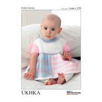 UKHKA Baby Dress, Cardigan & Hat Knitting Pattern No 129 DK