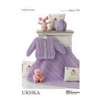 UKHKA Baby Cardigans, Hat & Blanket Knitting Pattern No 138 DK