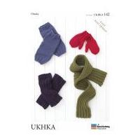 UKHKA Childrens Mittens, Leg Warmers & Scarf Knitting Pattern No 142 Chunky