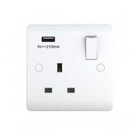 uk single usb socket white