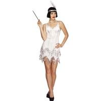 Uk 16-18 White Ladies Fever Flapper Dazzle Costume