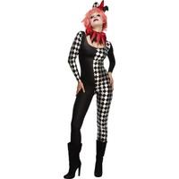 Uk 16-18 Ladies Fever Harlequin Jester Costume