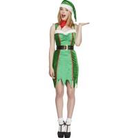 Uk 8-10 Green Ladies Fever Naughty Elf Costume
