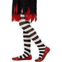 Uk 6 - 12 Adult\'s Black Striped Tights