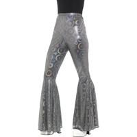 Uk 12-18 Silver Ladies Flared Trousers