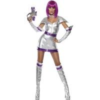 Uk 8-10 Silver Ladies Fever Space Cadet Costume