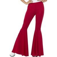 Uk 8-14 Medium Red Ladies Flared Trousers