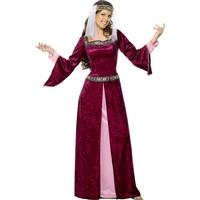 uk 12 14 burgundy ladies maid marion costume