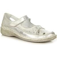 ?ukbut Srebrne Skórzane A?urowe women\'s Shoes (Pumps / Ballerinas) in Silver