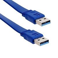 Ultra Slim Flat USB 3.0 A Male to A Male Data Cable for Mobile Hard Disk Drive SSD Blue Color 0.5M 1.5FT