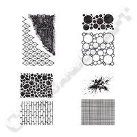 Ultimate Crafts Background Textures Stamps - Includes Hessian, Madagascar, Splat, Grid, Bricks, Paving and Bubbles 373219