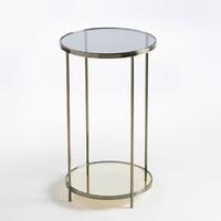 ulupna round bedside tableside table with aged brass finish