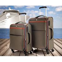 Ultra Lightweight Wheeled Suitcases, set of 2, Grey, Polyester/Aluminium