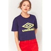 Umbro Blue Cropped Logo T-Shirt, NAVY