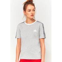 Umbro Retro Stripe Sleeve Grey T-Shirt, GREY